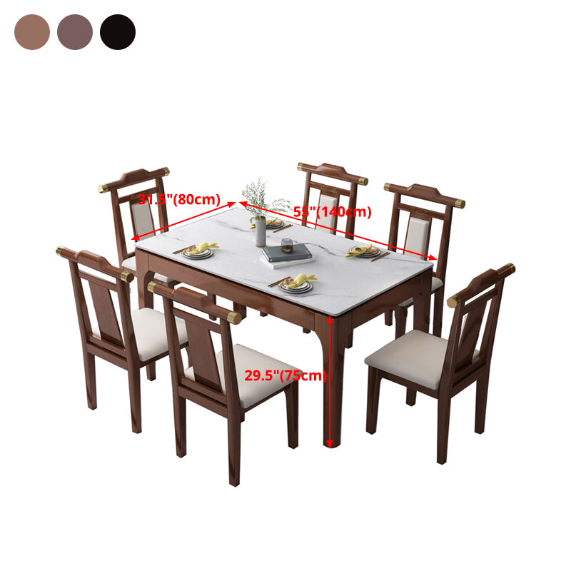 Stone Dining Room Collection Midcentury Style Rectangle 4 Legs Furniture for Home