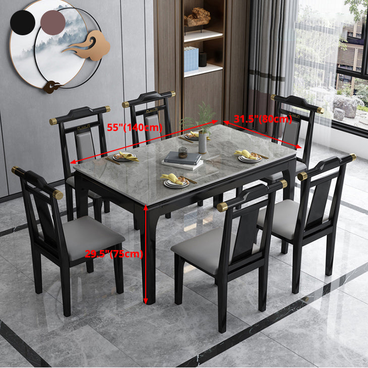 Stone Dining Room Collection Midcentury Style Rectangle 4 Legs Furniture for Home