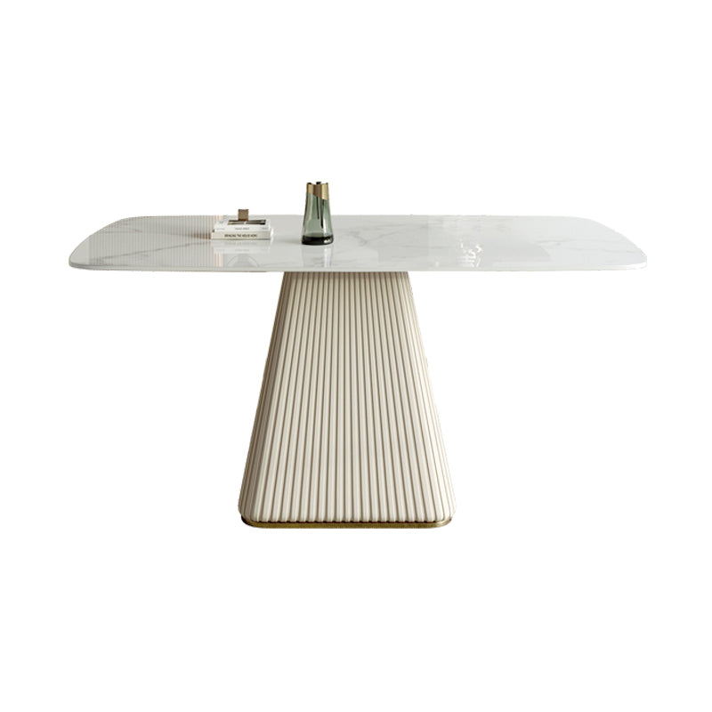 Noordse 1/2/5/7 stukken Dinerset Sintered Stone Witte tafel met lederen stoelen eetgelegenheden