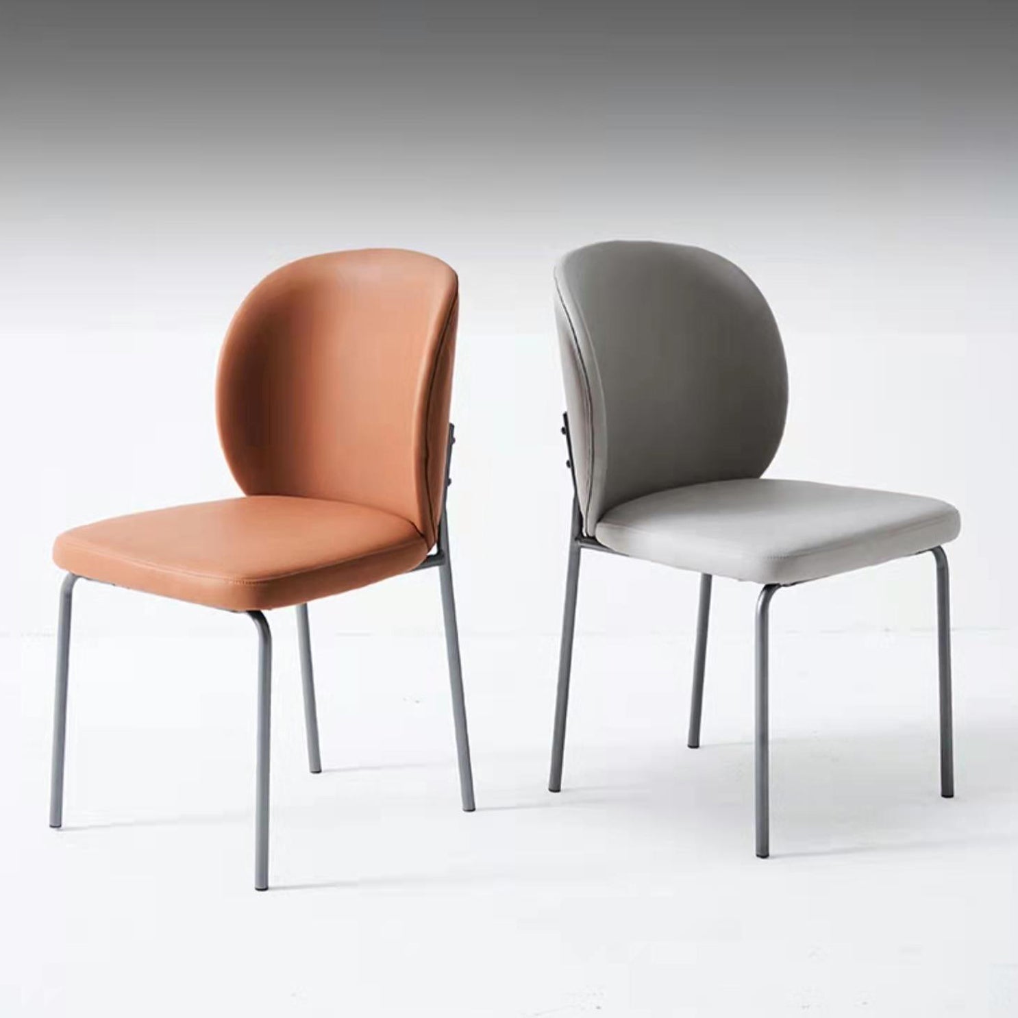 Silla lateral casera contemporánea Silla de comedor tapizada con patas de metal Wingback