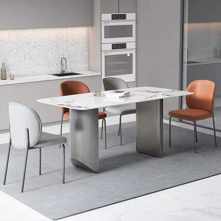 Silla lateral casera contemporánea Silla de comedor tapizada con patas de metal Wingback