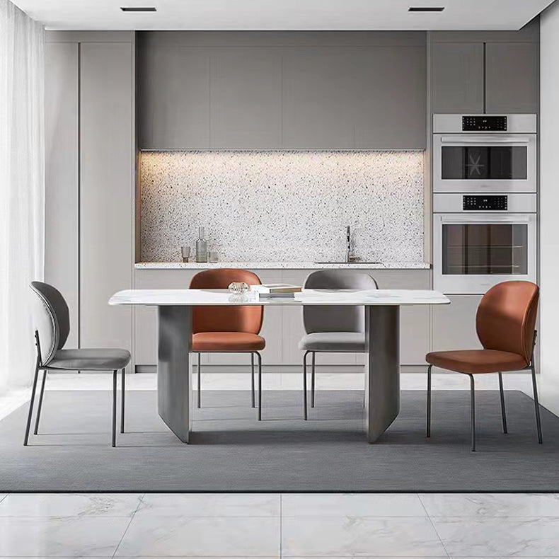 Silla lateral casera contemporánea Silla de comedor tapizada con patas de metal Wingback
