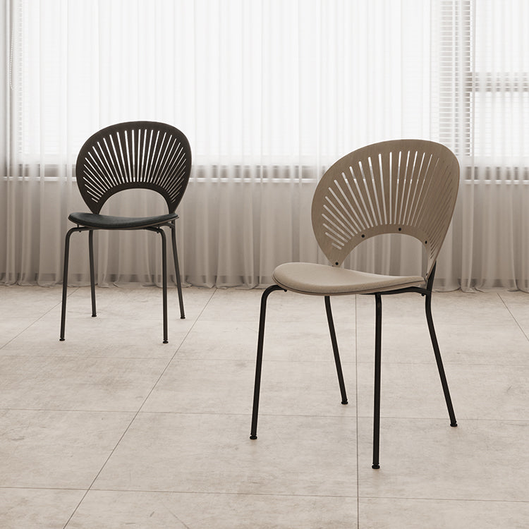 Sillas sin brazos de comedor modernas Sillas laterales de comedor interior con patas de metal