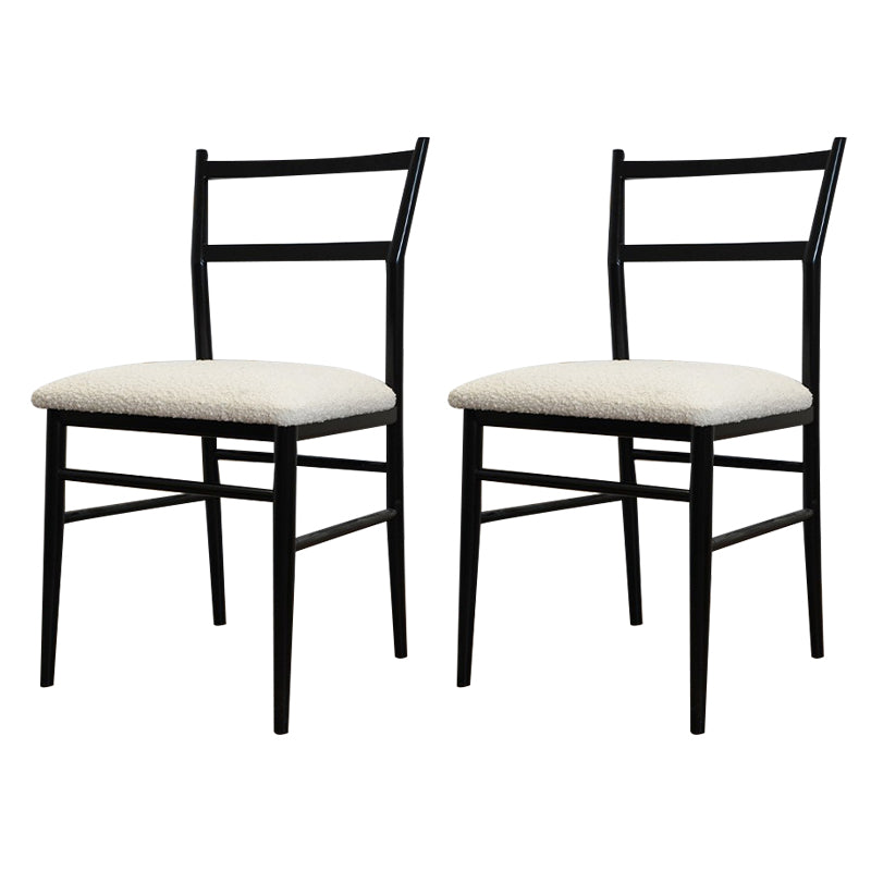 Gestoffeerde armloze eetkamerstoelen ladder achterzijde stoelen met metalen benen