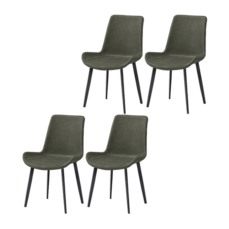 Chaises de salle à manger sans bras rembourrées en cuir, chaises latérales à dossier solide avec pieds en métal