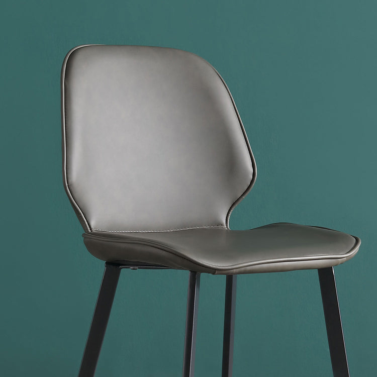Sillas de comedor sin brazos tapizadas Sillas laterales con respaldo de cuero con patas de metal