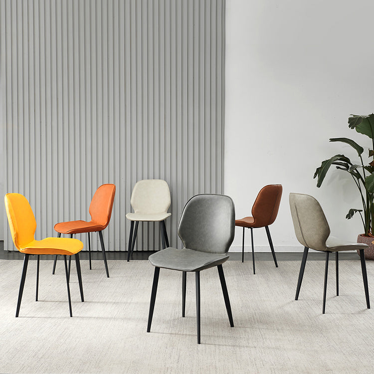 Silla de comedor de metal industrial, sillas de comedor de cuero sintético para uso en restaurantes