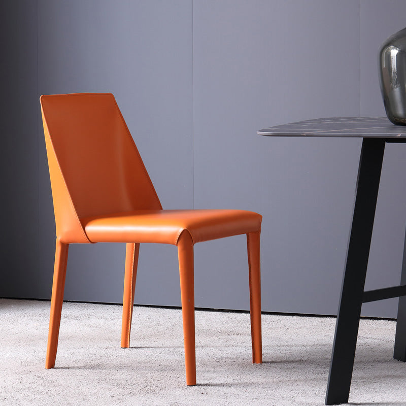 Sillas de comedor de cuero modernas, sillas de comedor de metal sin brazos para uso en restaurantes