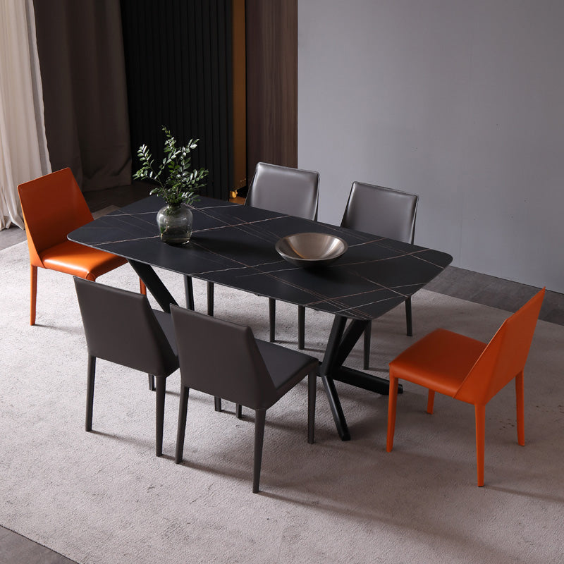 Sillas de comedor de cuero modernas, sillas de comedor de metal sin brazos para uso en restaurantes