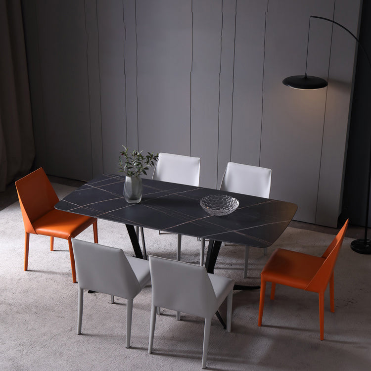 Sillas de comedor de cuero modernas, sillas de comedor de metal sin brazos para uso en restaurantes