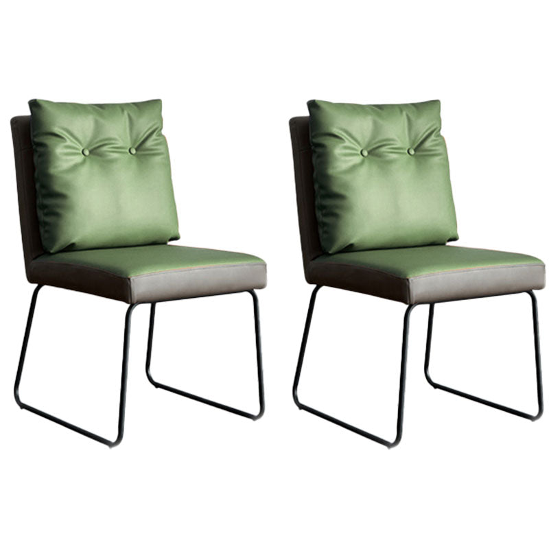 Chaises de salle à manger sans accoudoirs rembourrées, chaises latérales en cuir à dossier solide avec pieds en métal