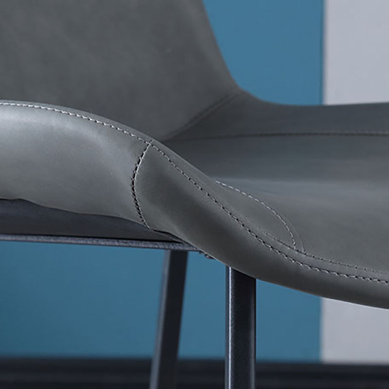 Contemporary Home Leather Side Chair Solid Back Dining Chair with Black Legs