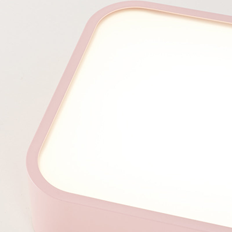 Rectangle Shape Ceiling Lamp Modern Aluminium 1 Light Flush Mount for Kindergarten