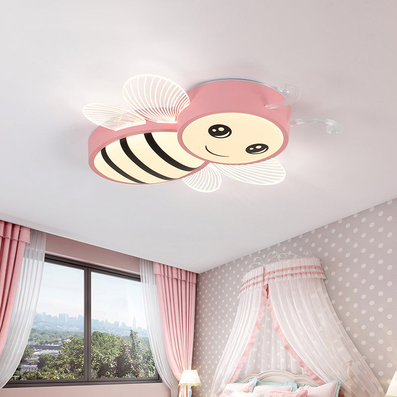Bee Shape LED Ceiling Lamp Modern Iron 1 Light Flush Mount for Kindergarten
