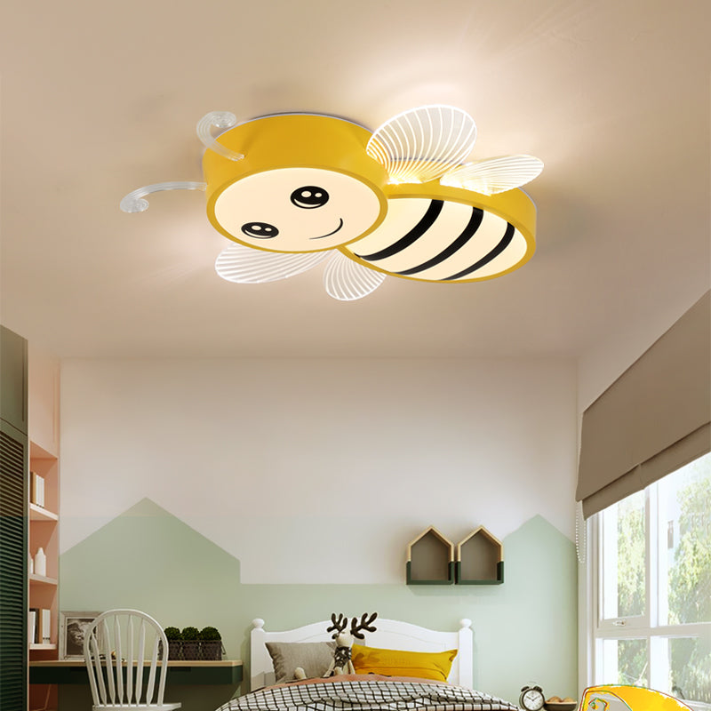 Bee Shape LED Ceiling Lamp Modern Iron 1 Light Flush Mount for Kindergarten