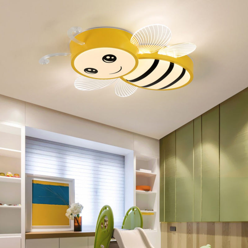 Bee Shape LED Ceiling Lamp Modern Iron 1 Light Flush Mount for Kindergarten