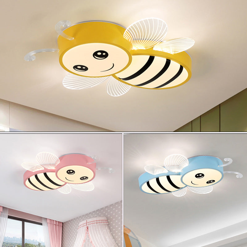 Bee Shape LED Ceiling Lamp Modern Iron 1 Light Flush Mount for Kindergarten