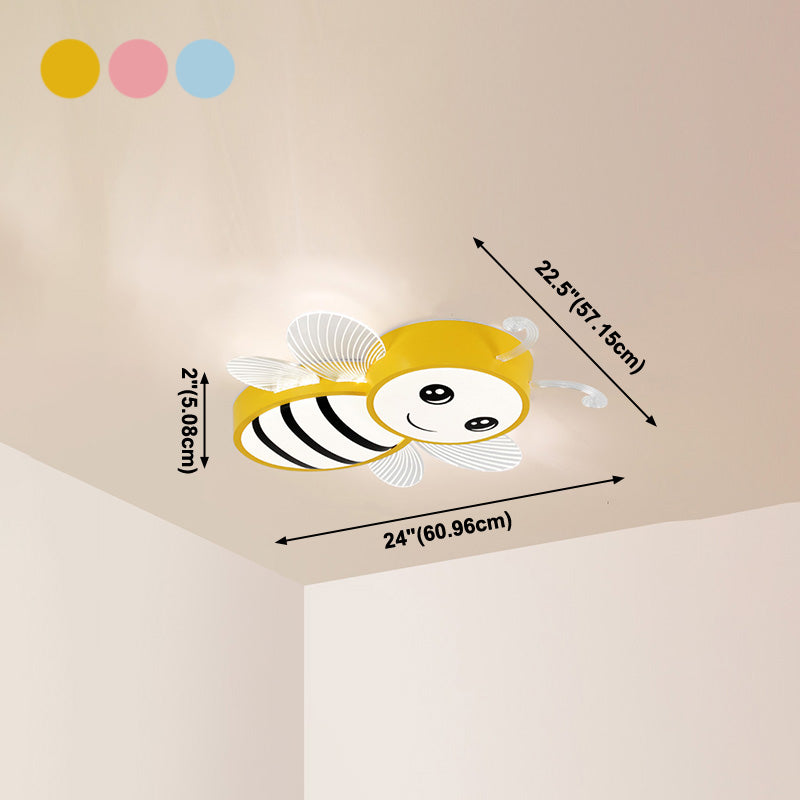 Bee Shape LED Ceiling Lamp Modern Iron 1 Light Flush Mount for Kindergarten