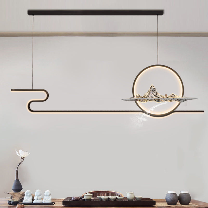 Linear Island Lighting Fixtures Modern Metal 2-Light Pendant Lighting