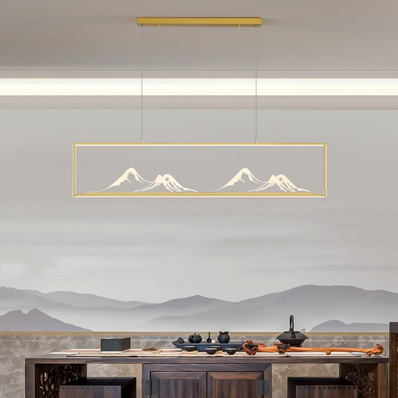 Geometrische Inselleuchte moderne Teelauminselbeleuchtung mit Acrylschatten