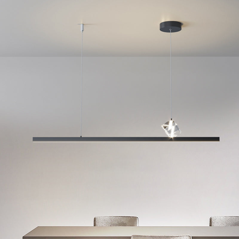 1 Light Linear Island Light Fixtures Modernism Crystal Island Pendant Lights for Kitchen