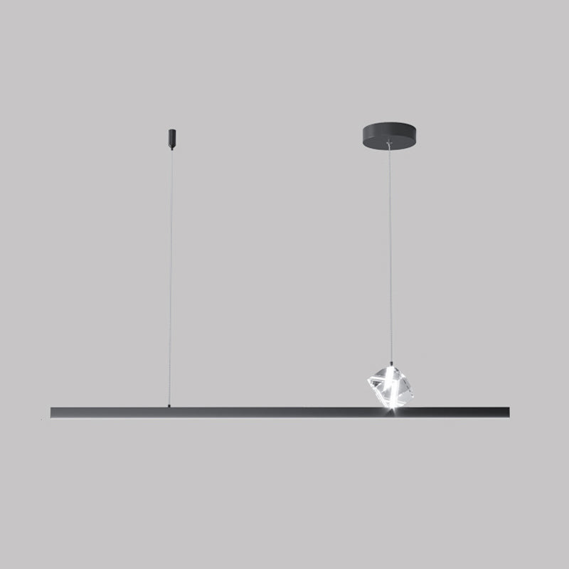 1 Light Linear Island Light Fixtures Modernism Crystal Island Pendant Lights for Kitchen