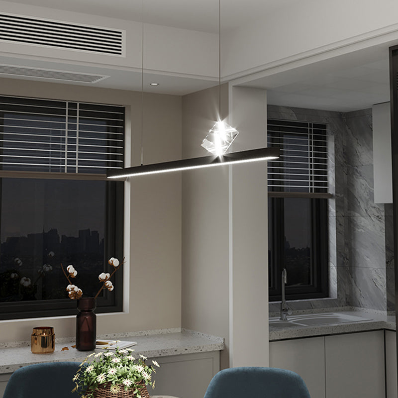 1 Light Linear Island Light Fixtures Modernism Crystal Island Pendant Lights for Kitchen