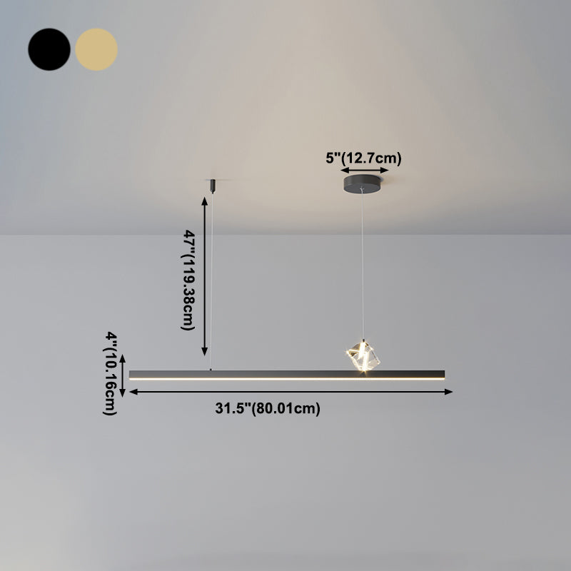 1 Light Linear Island Light Fixtures Modernism Crystal Island Pendant Lights for Kitchen