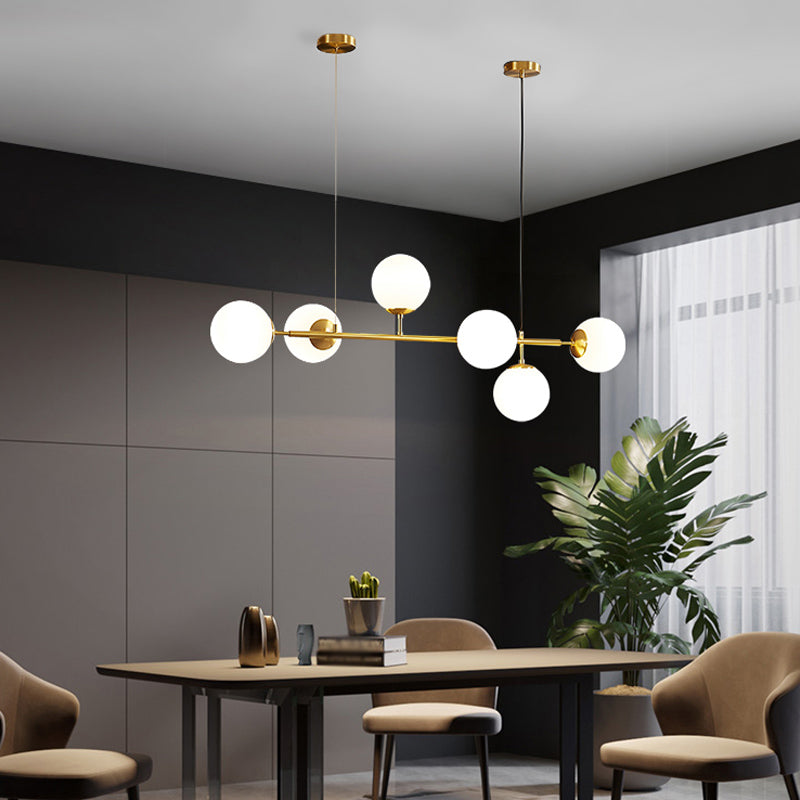Modern Spherical Island Lighting Fixtures Glass 6 Light Pendant Lighting