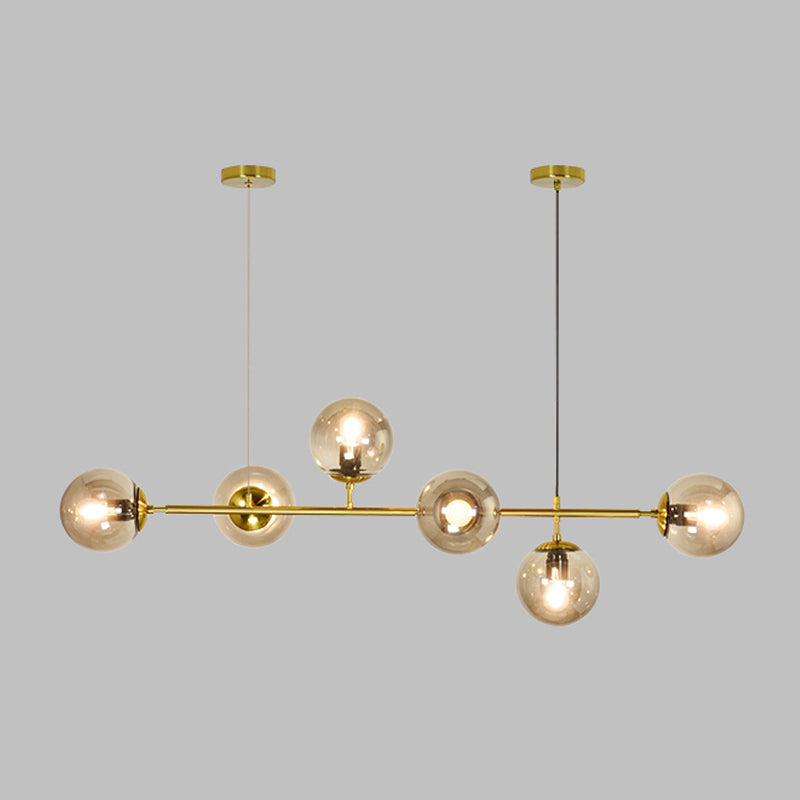 Modern Spherical Island Lighting Fixtures Glass 6 Light Pendant Lighting
