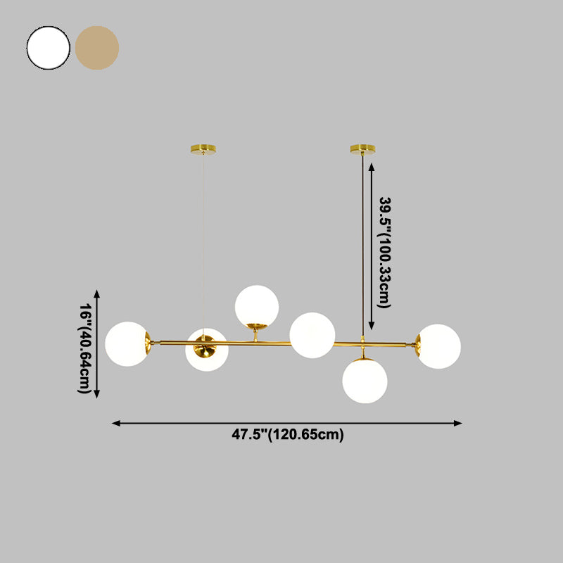 Modern Spherical Island Lighting Fixtures Glass 6 Light Pendant Lighting