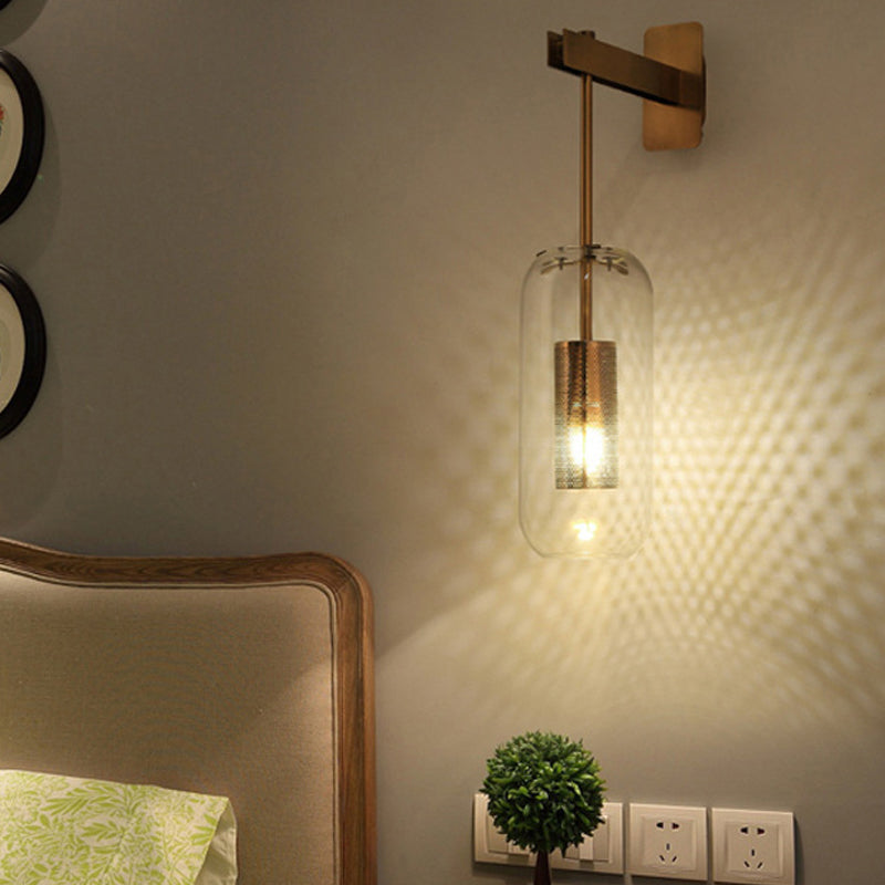 Modern Style Tubular Wall Lamp Light Glass 1 Light Wall Mounted Lighting