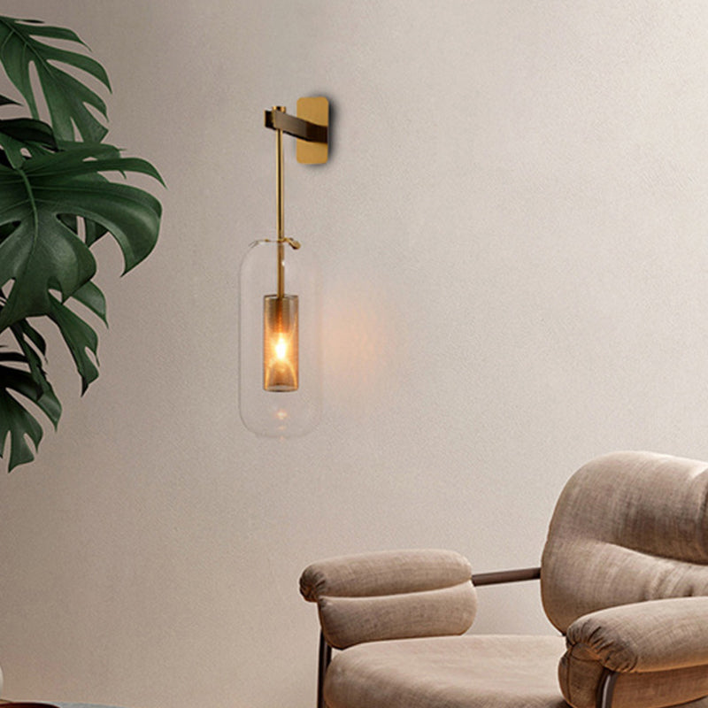 Modern Style Tubular Wall Lamp Light Glass 1 Light Wall Mounted Lighting