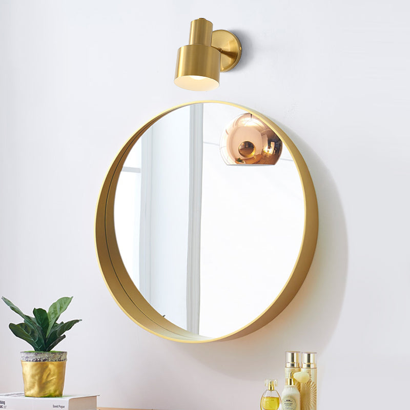 Geometric Metal Mirror Wall Lighting Modern Single Light Wall Mounted Lighting in Brass