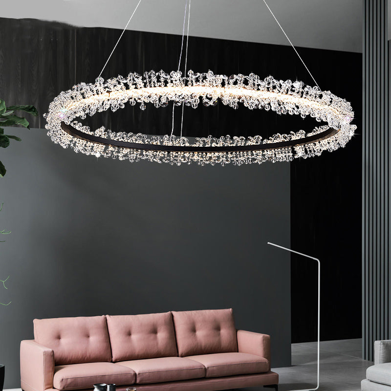 1 Light Linear Pendant Lights Modern Crystal Pendant Lighting Fixture for Living Room