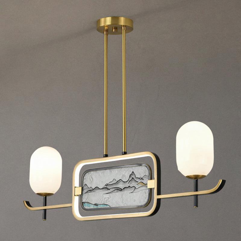 Accesorios de iluminación de la isla de cilindro modernos de vidrio 3 iluminación colgante de luz