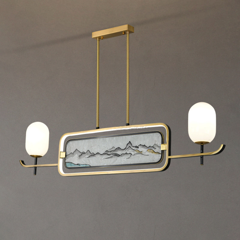 Accesorios de iluminación de la isla de cilindro modernos de vidrio 3 iluminación colgante de luz