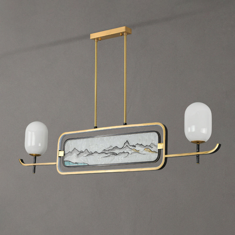 Accesorios de iluminación de la isla de cilindro modernos de vidrio 3 iluminación colgante de luz