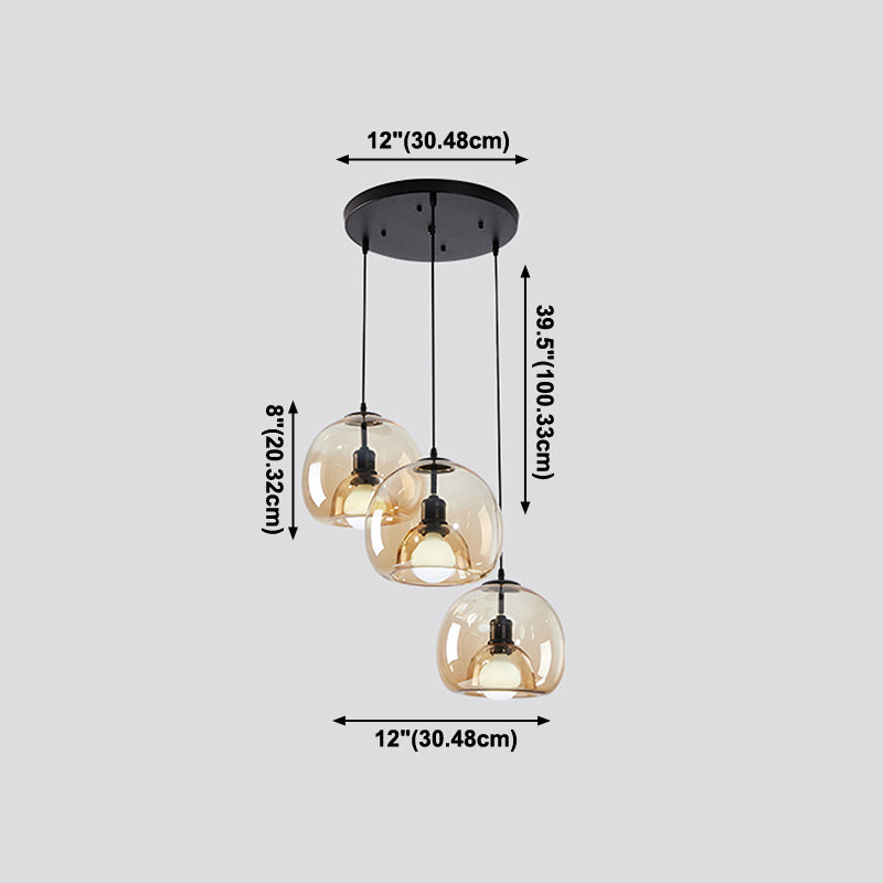 Global Hanging Light Kit Glass 1-Light Modern Modern plafond Light for Dining Room