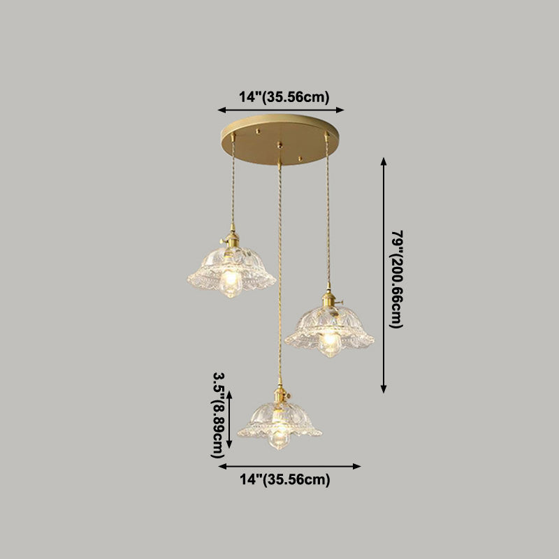 Pendre en verre en cuivre Fleur Fleur Pendre moderne pour salle à manger