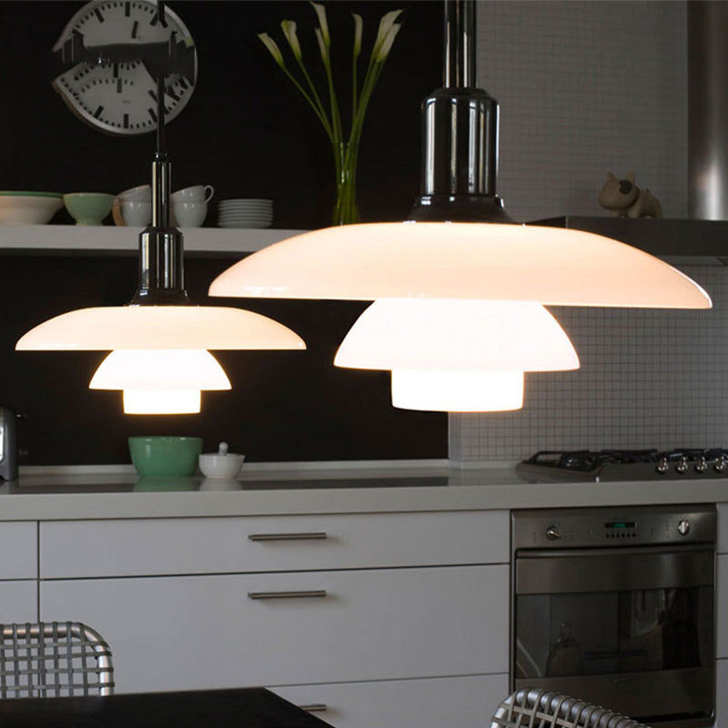 Forme en couches Éclairage suspendu en verre de style moderne 1 pendentif léger pour le salon