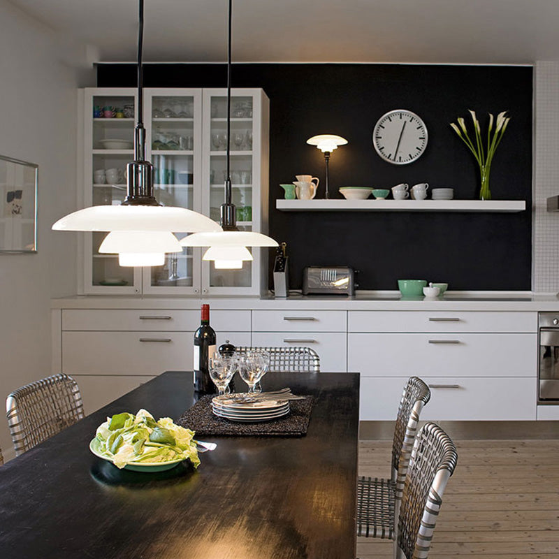 Forme en couches Éclairage suspendu en verre de style moderne 1 pendentif léger pour le salon