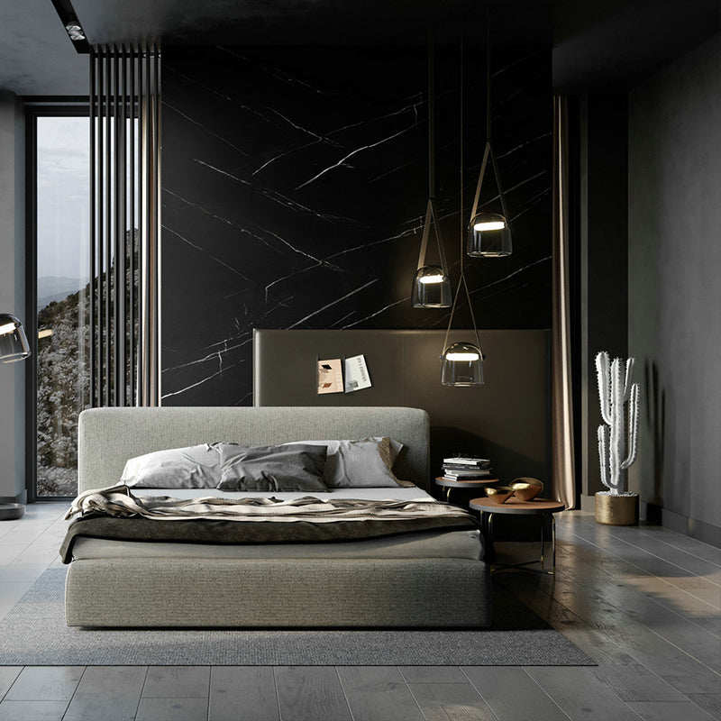 Forme de baril Éclairage suspendu en verre de style moderne 1 pendentif léger pour chambre à coucher