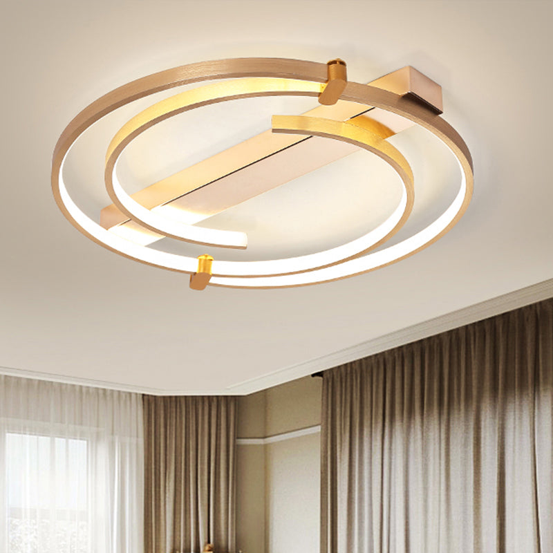 18"/23.5" W Ring Flush Mount Ceiling Fixture Minimalist Metal Gold Bedroom Ceiling Light Fixture
