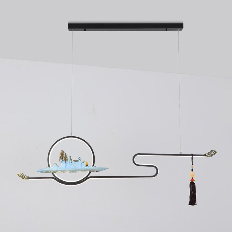 Lineaire lineaire hangende verlichtingsarmaturen van 2 lichte hangers Moderne theesalon hanglampen met metalen schaduw