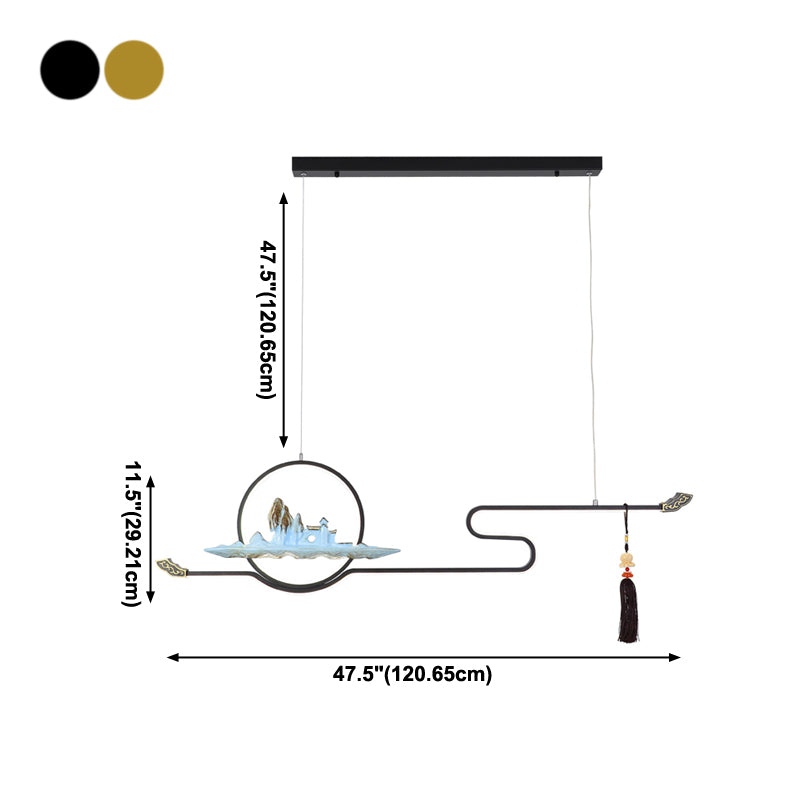 Accesorios de iluminación colgante lineal de 2 luces luces colgantes de sala de té modernas con sombra de metal