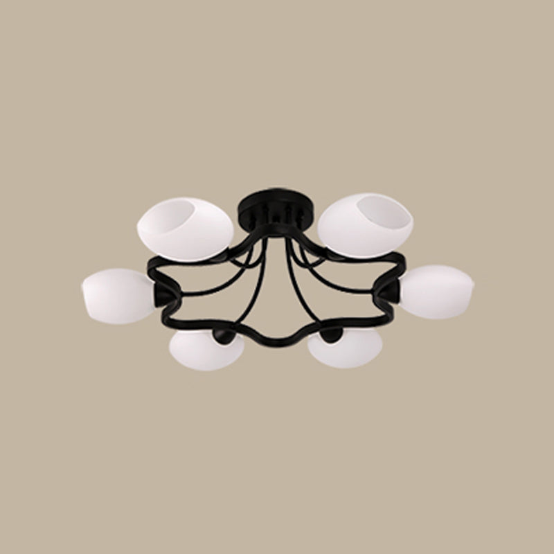 Plafonnier semi-encastré en verre, plafonnier traditionnel pour salon, noir
