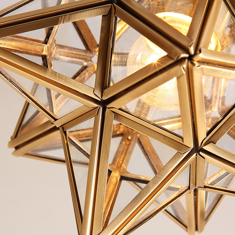 Lampe en verre proche du plafond, éclairage de plafond d'allée en étoile en laiton de style vintage