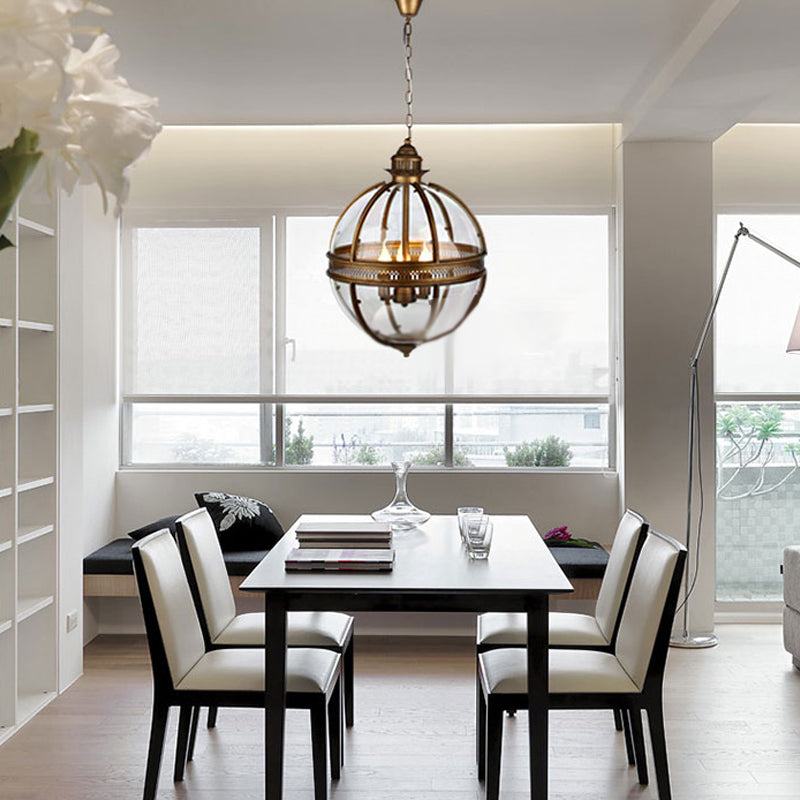 Globe Metal Pendant Lighting Industrial 3 Lights Dining Room Chandelier Hanging Light Fixture