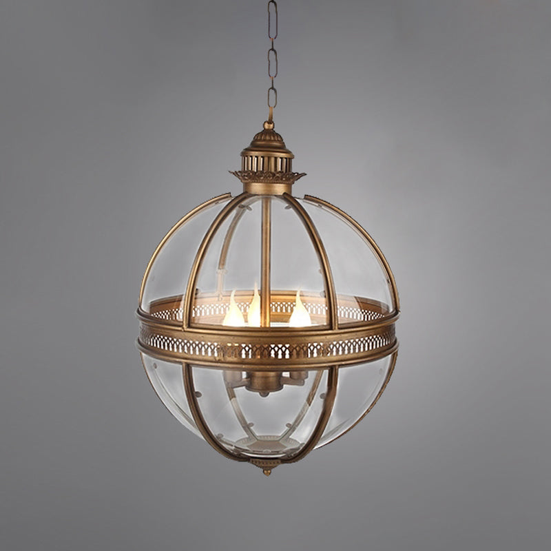 Globe Metal Pendant Lighting Industrial 3 Lights Dining Room Chandelier Hanging Light Fixture